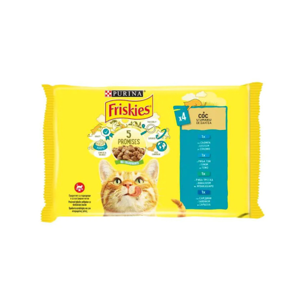 Purina Friskies - паучове за котки с риба - 6 броя х 4х85 гр.