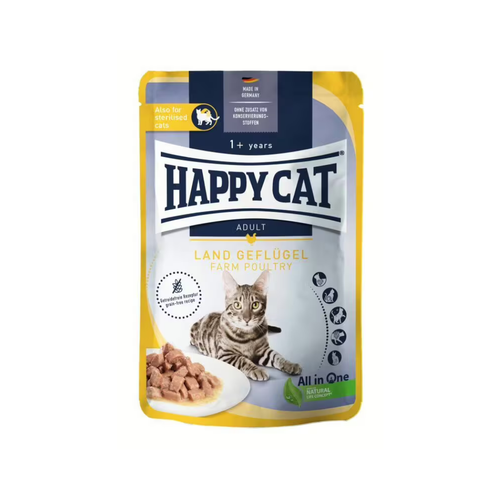 Happy Cat - паучове за котки с птиче месо - 6 броя х 85 гр.