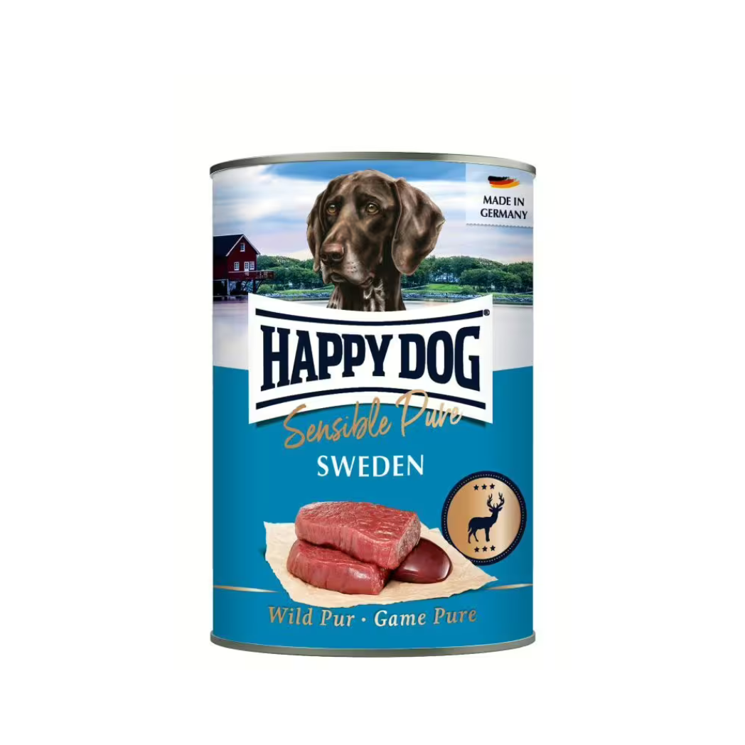 Happy Dog - консервирана храна за кучета с дивечово месо - 6 броя х 400 гр. или 6 броя x 800 гр.