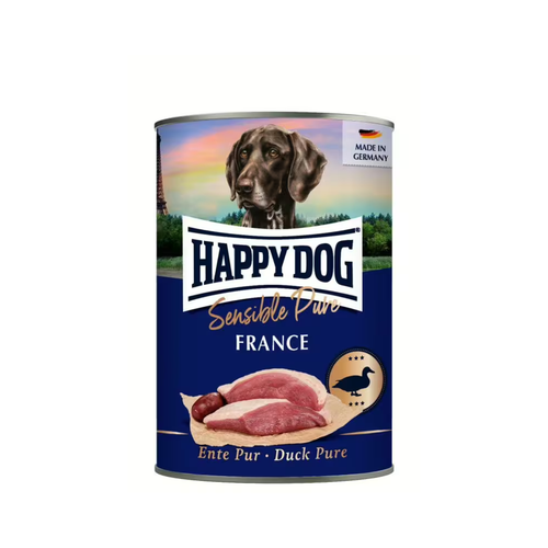 Happy Dog - консервирана храна за кучета с патешко месо - 6 броя х 400 гр. или 6 броя x 800 гр.