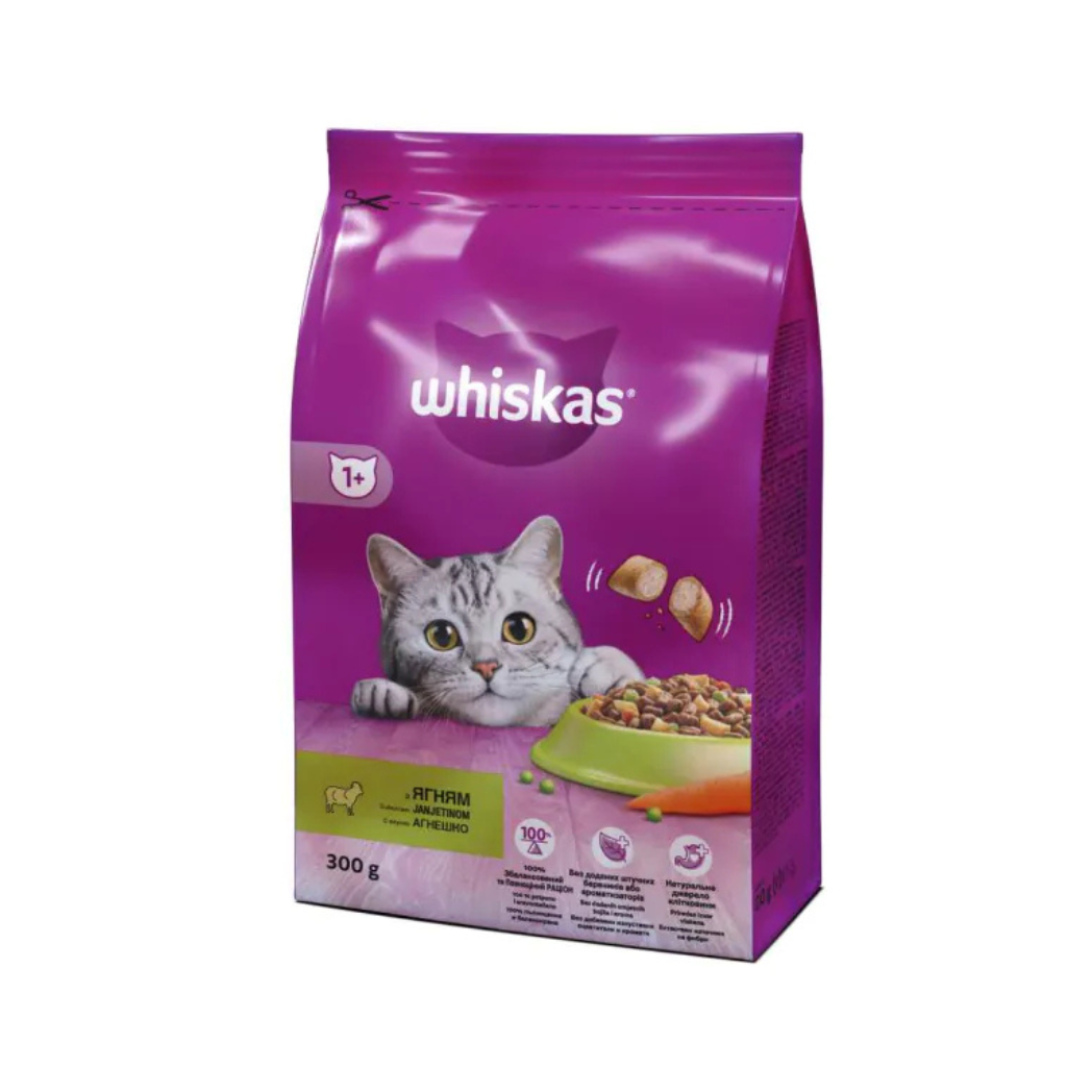 Whiskas - Суха храна за котки с агнешко - 300 гр.