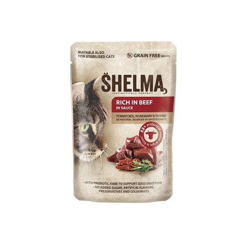 Shelma - паучове за котки с говеждо - 12 броя х 85 гр.