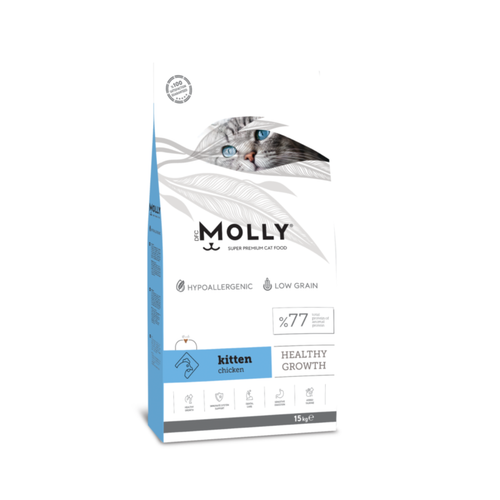 Molly - суха храна за подрастващи котки за здравословен растеж - 15 кг.