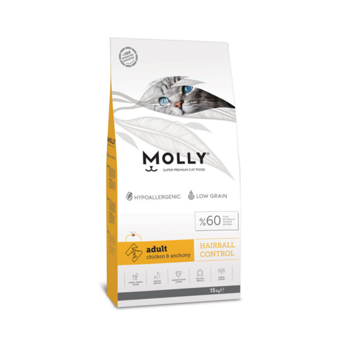Molly - суха храна за котки за отстраняване на космени топки - 15 кг.