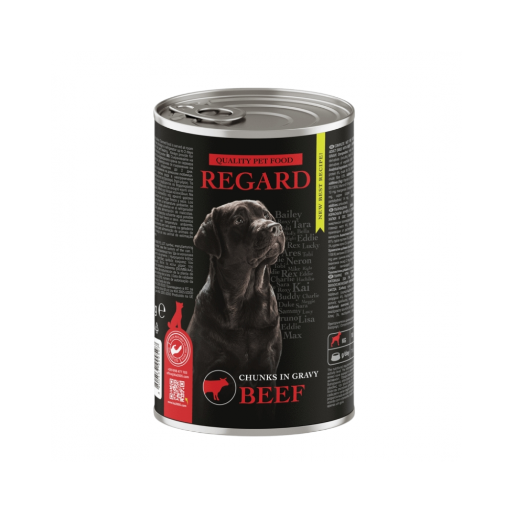Regard - консервирана храна за кучета с говеждо - 6 броя х 1.240 кг.