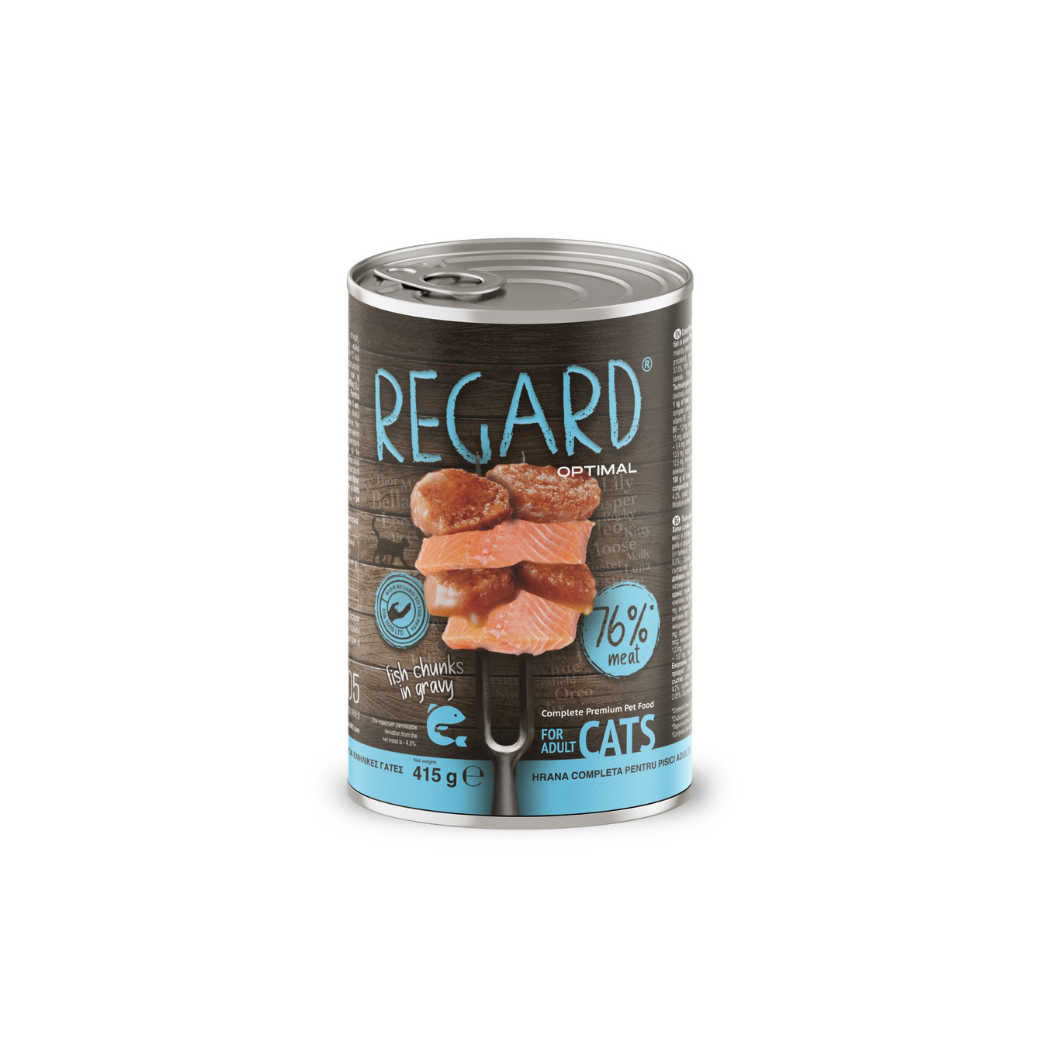 Regard Optimal - Консервирана храна за котки с риба - 6 броя х 415 гр.