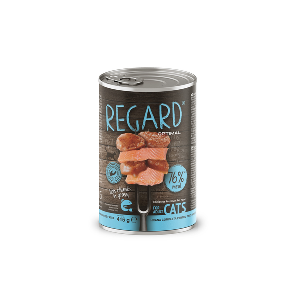 Regard Optimal - Консервирана храна за котки с риба - 6 броя х 415 гр.