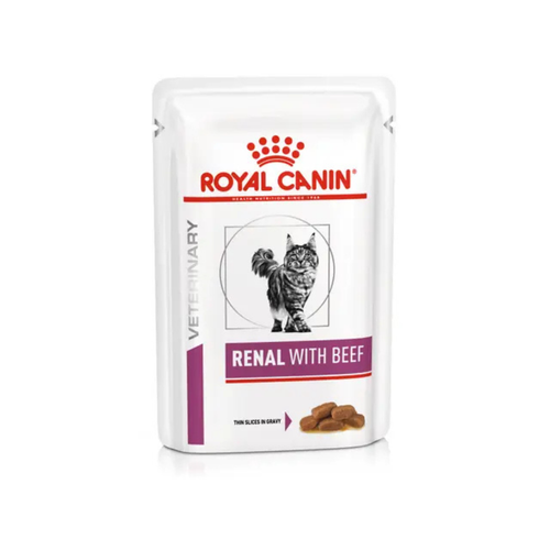 Royal Canin Renal with Beef - Паучове за котки с грижа за бъбреците с говеждо - 6 броя х 85 гр.