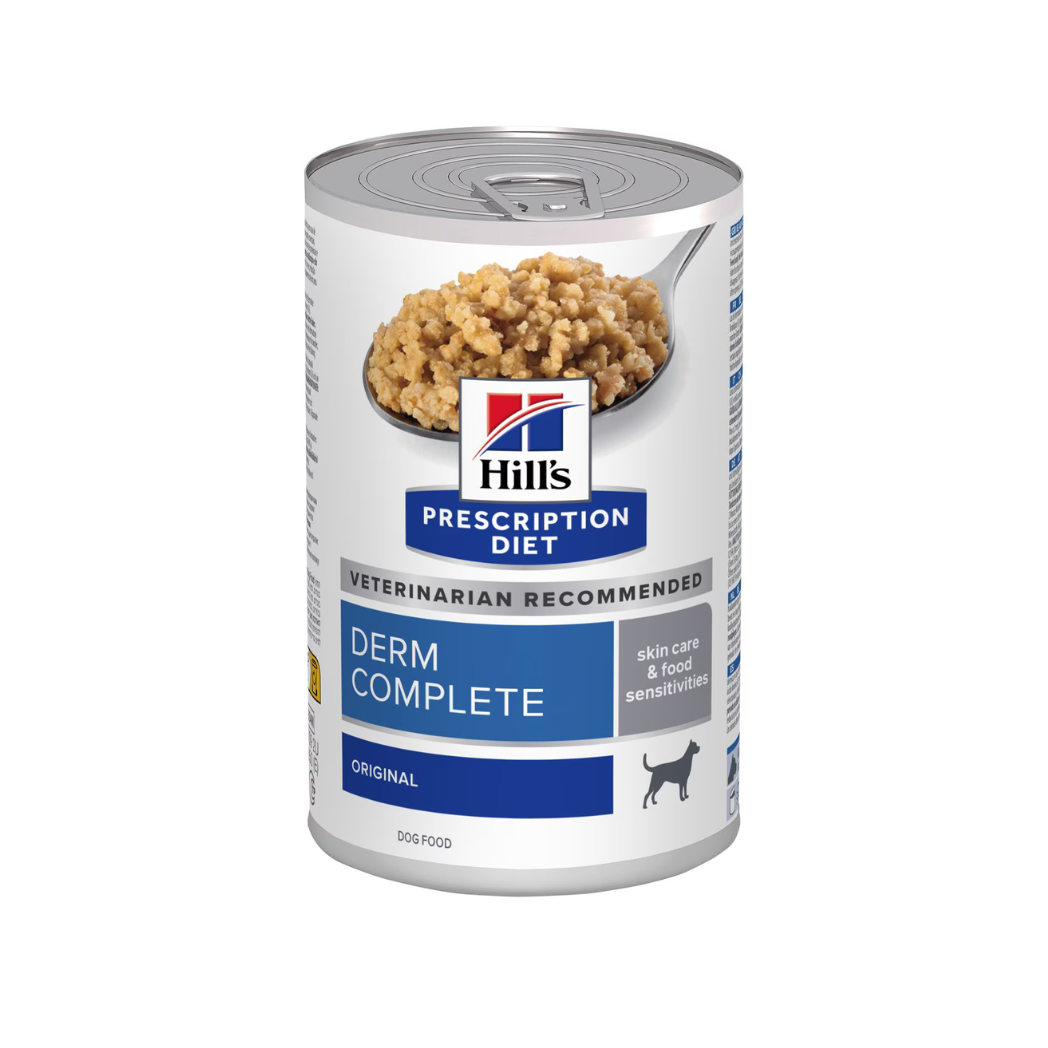Hill's Prescription Diet Derm Complete - Консервирана храна за кучета с грижа за кожата - 6 броя х 370 гр.