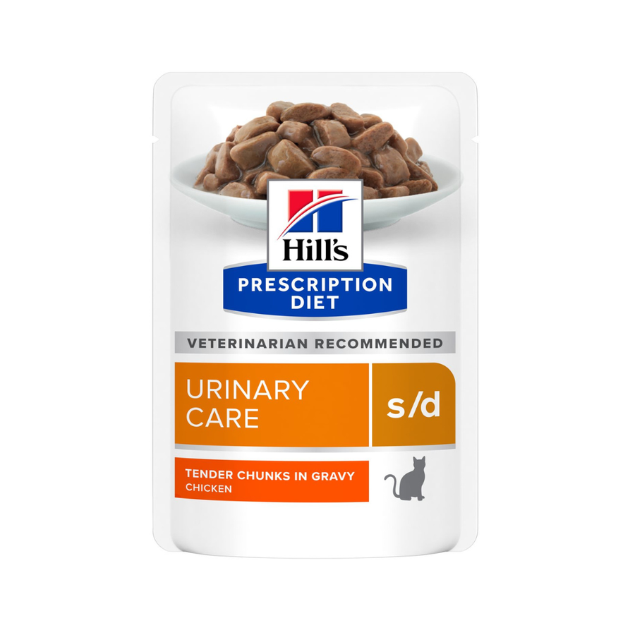 Hill's Prescription Diet s/d Urinary Care - Паучове за котки с грижа за уринарният тракт с пиле - 6 броя х 85 гр.