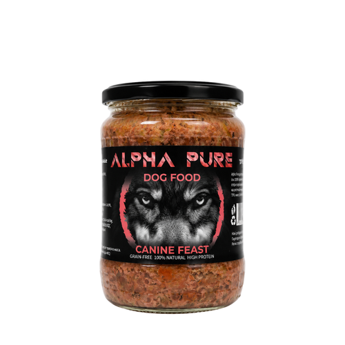 Alpha Pure - домашно приготвена храна за  възрастни кучета със свинско и зеленчуци - 8 броя x 500 гр.