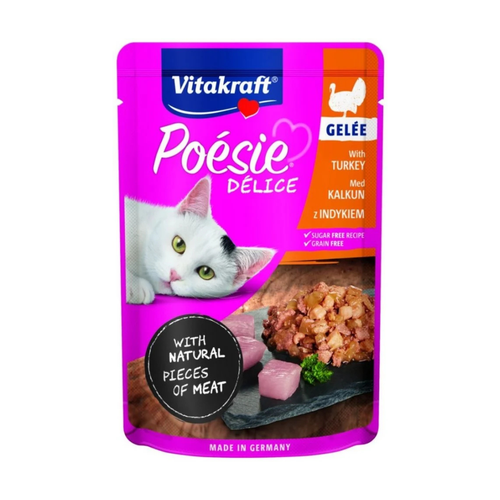 Poesie Delice - пауч за  котки с пуйка в желе - 6 броя х 85 гр.