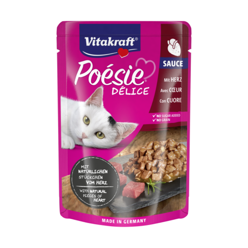 Poesie Delice - пауч за котки с истински парченца от сърца - 6 броя х 85 гр.