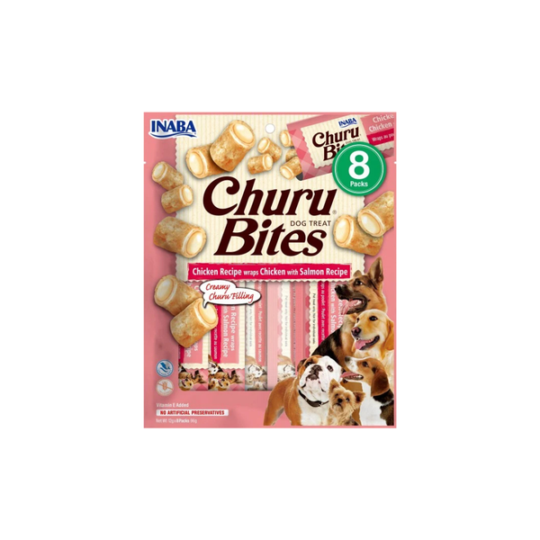 Inaba Churu Bites - Лакомство за кучета с пиле и сьомга - 8 броя в опаковка