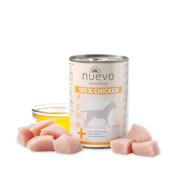 Nuevo Sensitive - консервирана храна за кучета с пилешко - 6 броя x 400 гр.