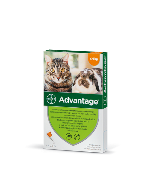 Advantage Spot On - Противопаразитни пипети за котки с тегло до 4 кг. - 4 броя в опаковка