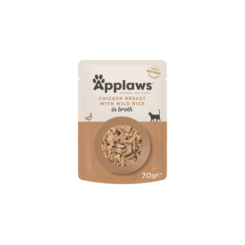 Applaws - пауч за котки пиле с див ориз в бульон - 6 броя х 70 гр.