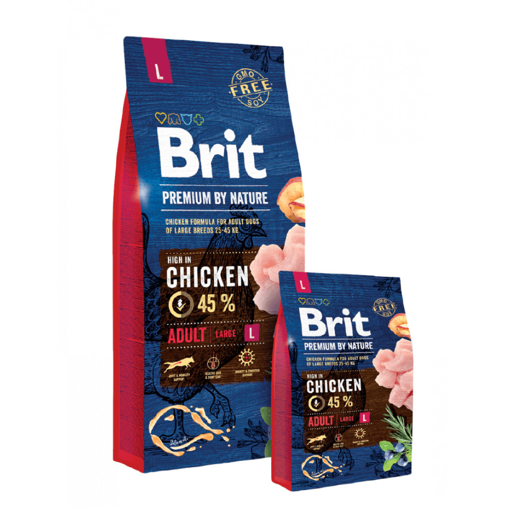 Brit Premium Adult L - суха храна за кучета от едри породи с прясно пилешко месо