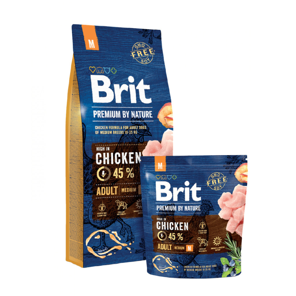 Brit Premium Adult M - суха храна за кучета от средни породи с прясно пилешко месо