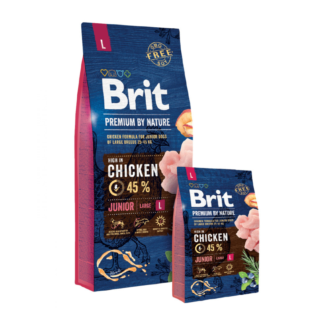 Brit Premium Junior L - суха храна за подрастващи кучета от едри породи с прясно пилешко месо
