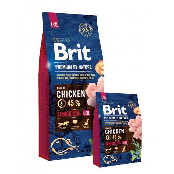Brit Premium Senior L/XL - суха храна за кучета над 7 години от едри подори с прясно пилешко месо