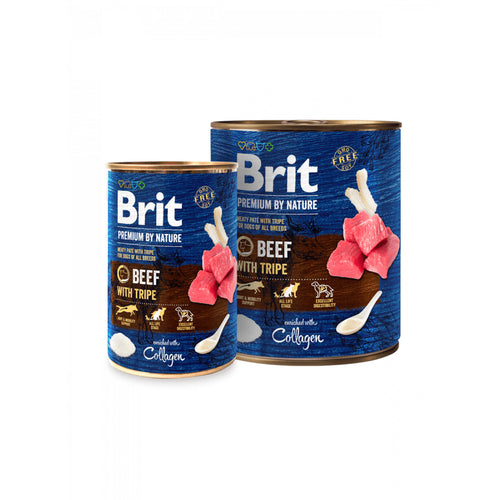 Brit Premium - консервирана храна за кучета с говеждо и шкембе - 6 броя х 400 гр. или 6 броя х 800 гр.