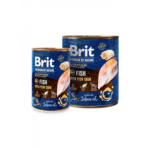 Brit Premium - консервирана храна за кучета с риба и кожа от риба - 6 броя х 400 гр. или 6 броя х 800 гр.