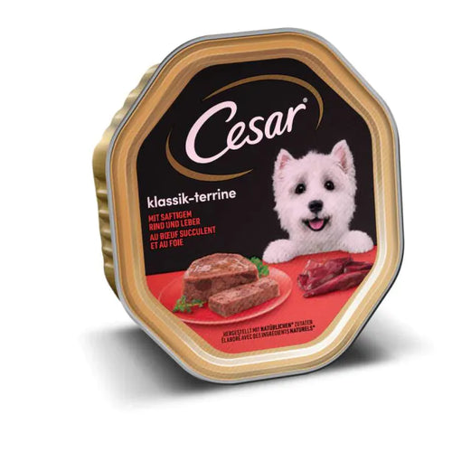 Cesar - пастети за кучета с говеждо и дроб - 6 броя x 150 гр.