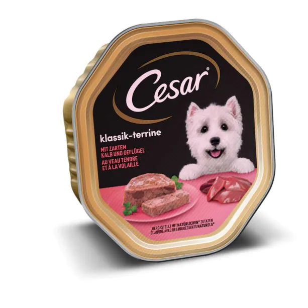 Cesar - пастети за кучета с телешко и птиче -  6 броя x 150 гр.