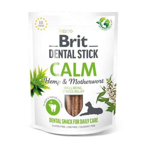 Brit Dental - лакомства за куче дентални пръчици с коноп и L-триптофан -  7 броя в опаковка