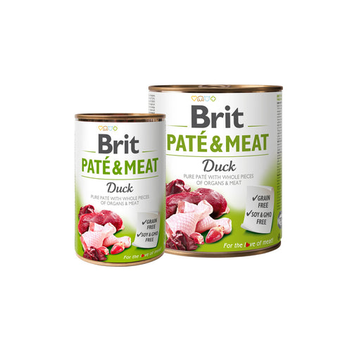 Brit PATÉ & MEAT - консервирана храна за кучета с прясно патешко - 6 броя х 400 гр. или 6 броя х 800 гр.