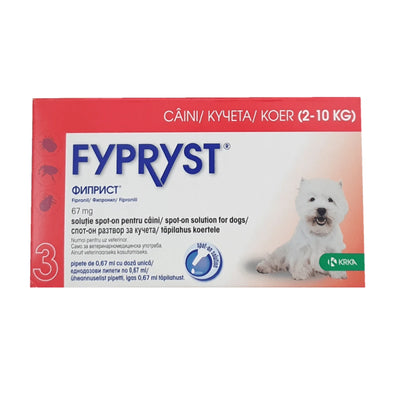 Fypryst Spot-on - Противопаразитни пипети за кучета от 2 кг. до 10 кг. - 3 броя в опаковка