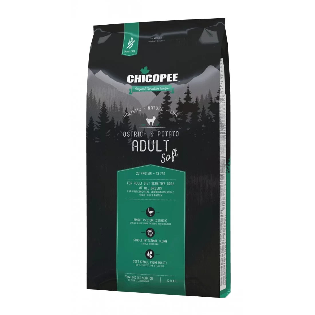 Chicopee Holistic Nature Line Soft - суха храна за кучета от всички породи с щраус и картофи - 12 кг.