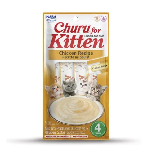 Inaba Churu Puree Kitten - Лакомство за подрастващи котки с пилешко - 4 броя в опаковка