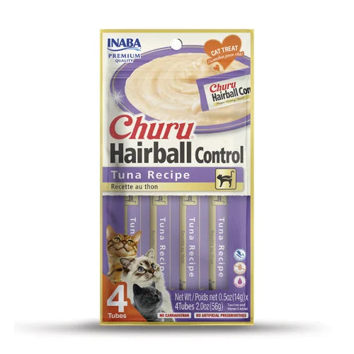Inaba Churu Hairball Control - Лакомство за котки с риба тон - 4 броя в опаковка