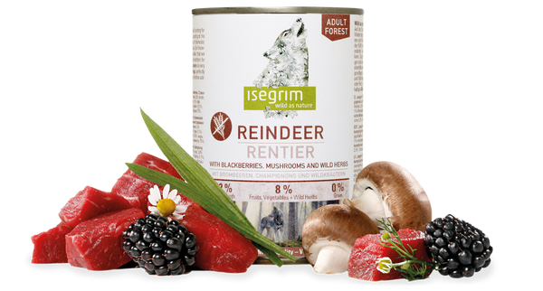 Isegrim - консервирана храна за кучета с елен, къпини и гъби - 6 броя x 800 гр.