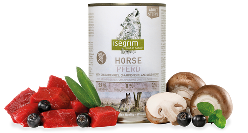 Isegrim - консервирана храна  за кучета с конско, арония и гъби - 6 броя х 800 гр.