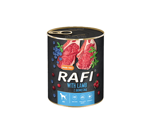 RAFI - консервирана храна за кучета с агнешко - 6 броя x 800 гр.