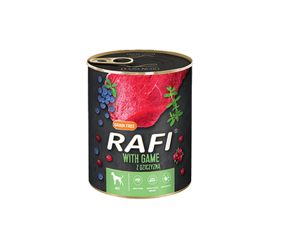 RAFI – консервирана храна за кучета с дивеч – 6 броя x 800 гр.