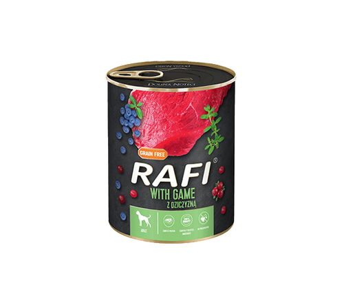 RAFI – консервирана храна за кучета с дивеч – 6 броя x 800 гр.