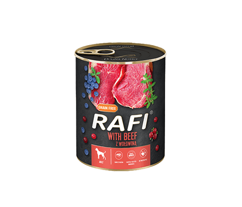 RAFI – консервирана храна за кучета с говеждо – 6 броя x 800 гр.