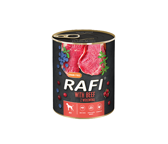 RAFI – консервирана храна за кучета с говеждо – 6 броя x 800 гр.