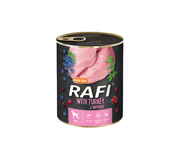 RAFI – консервирана храна за кучета с пуйка – 6 броя x 800 гр.