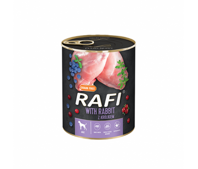 RAFI – консервирана храна за кучета със заешко месо – 6 броя x 800 гр.