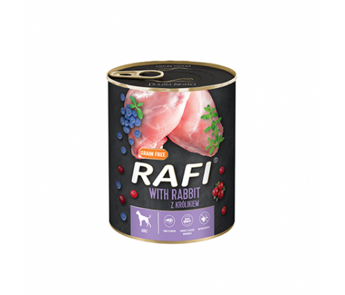 RAFI – консервирана храна за кучета със заешко месо – 6 броя x 800 гр.