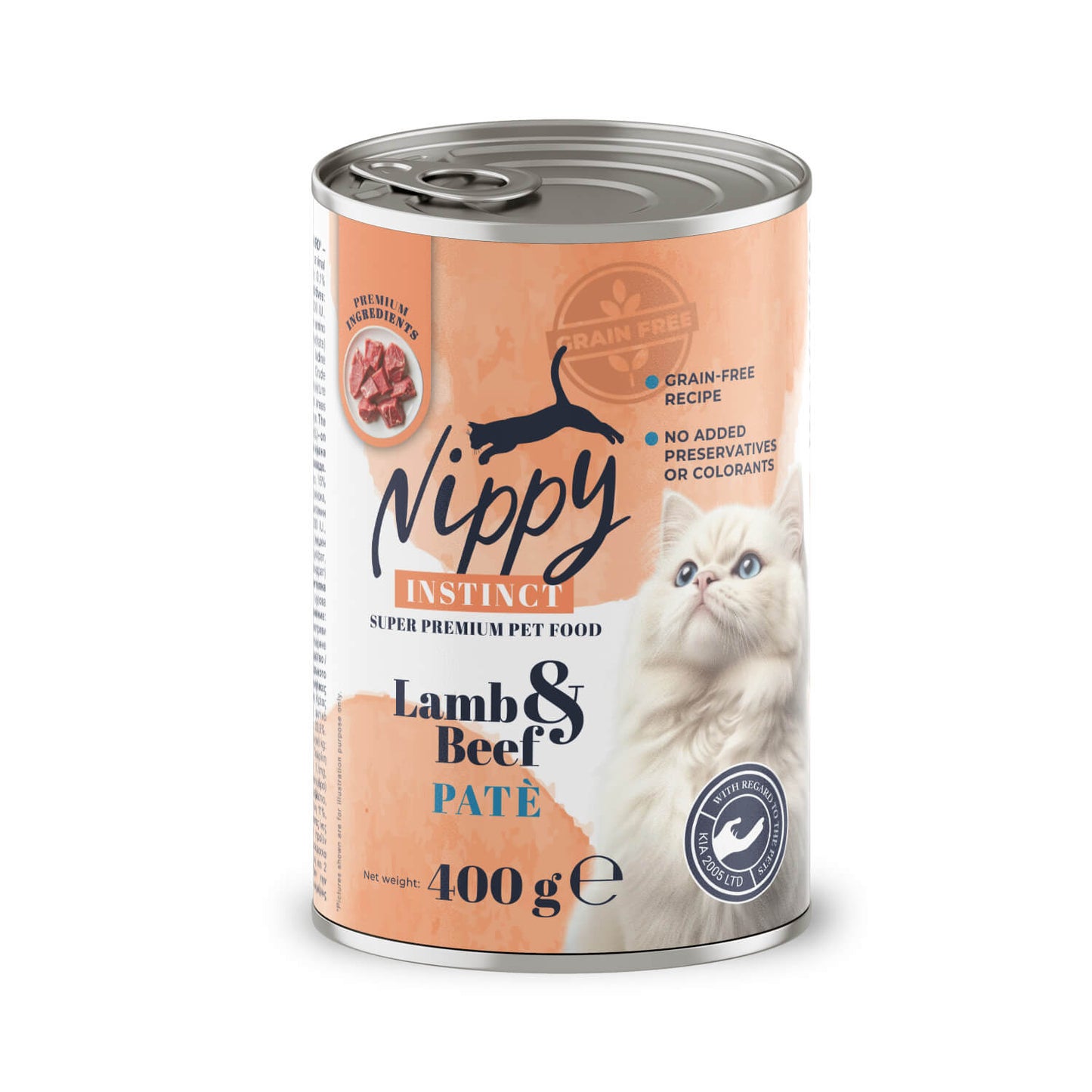 Nippy - консервирана храна за котки с агнешко и говеждо - 6 броя х 400 гр.
