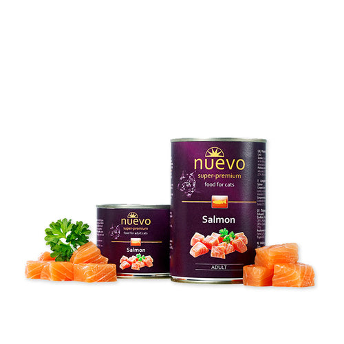 Nuevo ADULT - консервирана храна  за котки със сьомга - 6 броя x 400 гр.