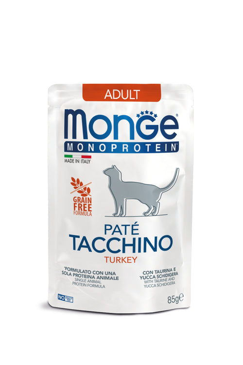 Monge Monoprotein - паучове за котки с пуешко и картофи - 6 броя x 85 гр.