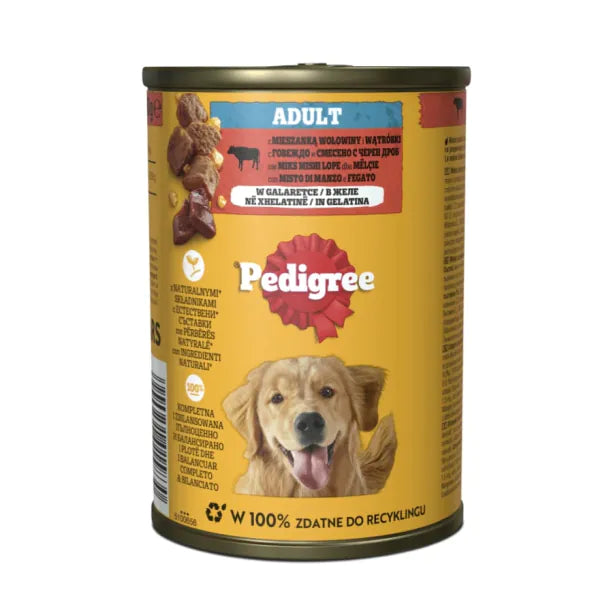 Pedigree - консервирана храна за кучета с говеждо - 6 броя x 400 гр.