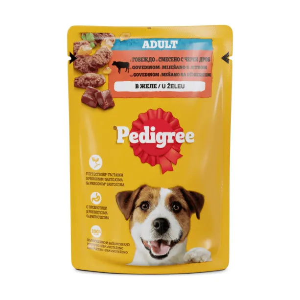 Pedigree - паучове за кучета с говеждо в желе - 12 броя x 100 гр.